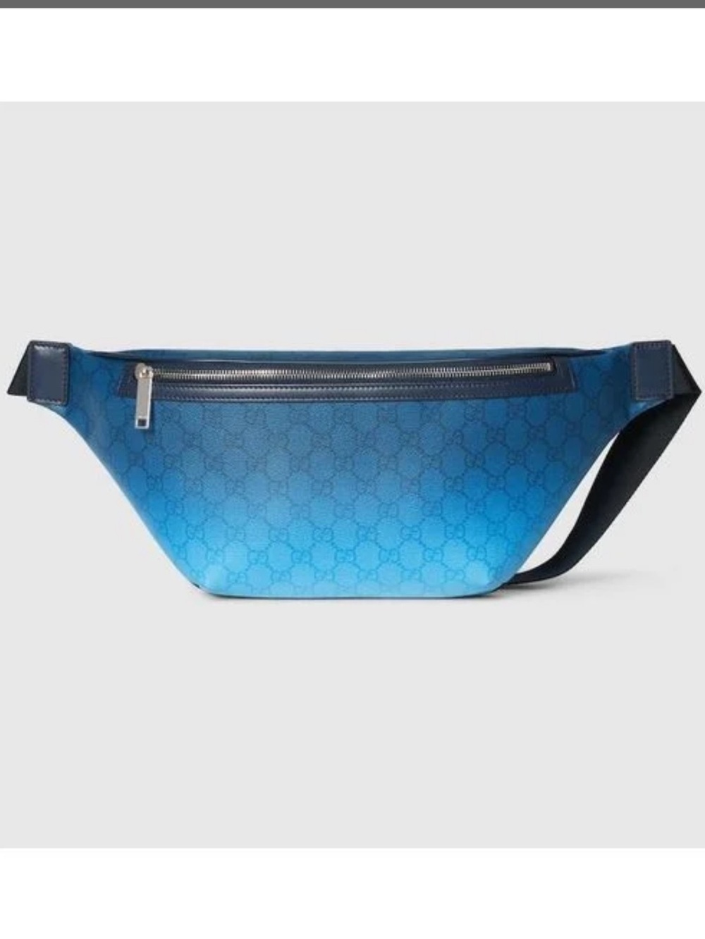 GUCCI Blue GG Ombré Canvas and Leather Belt Bag in Blue NEW